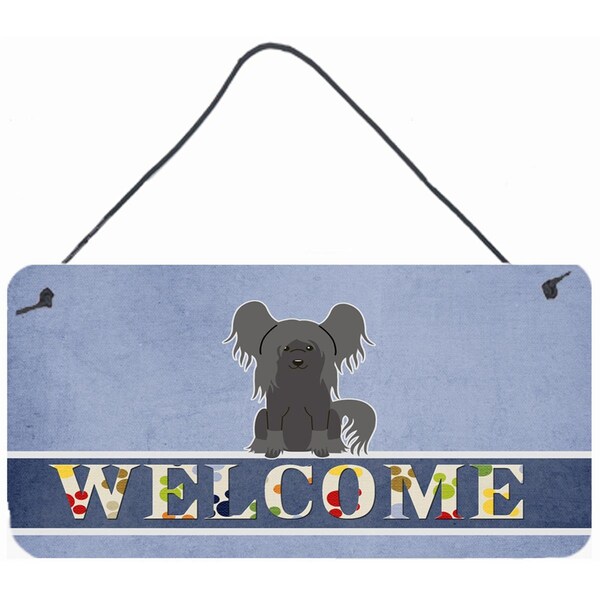 Carolines Treasures Chinese Crested Black Welcome Wall or Door Hanging Prints - BB5693DS812