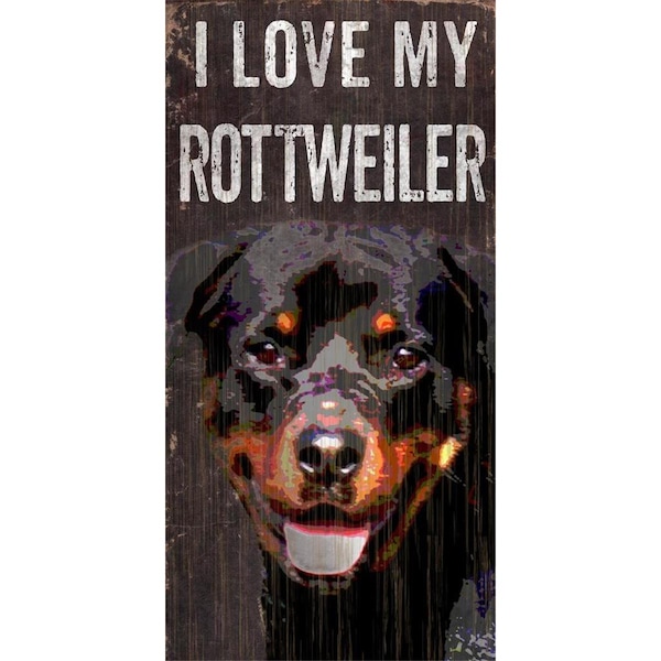 Bookazine Pet Sign Wood I Love My Rottweiler 5x10 - 7846017585