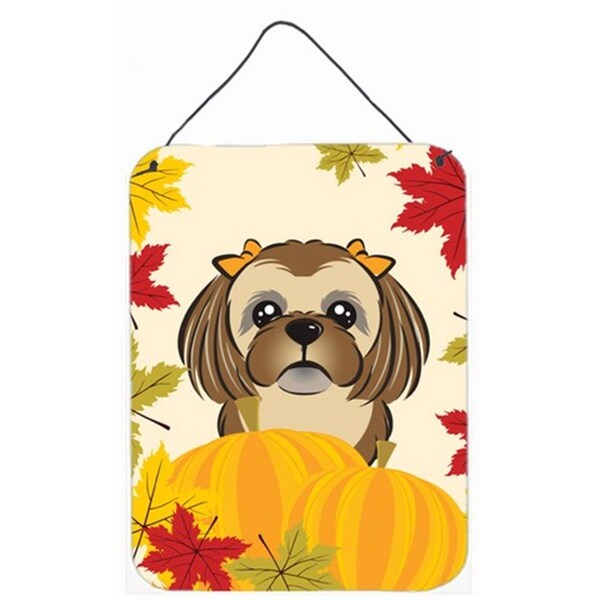Carolines Treasures Chocolate Brown Shih Tzu Thanksgiving Wall or Door Hanging Prints - BB2055DS1216