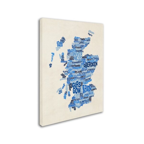 Trademark Fine Art Michael Tompsett 'Scotland Typography Text Map 2' Canvas Art, 18x24 - MT0889-C1824GG