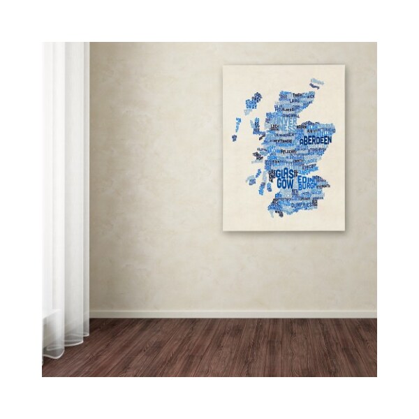 Trademark Fine Art Michael Tompsett 'Scotland Typography Text Map 2' Canvas Art, 18x24 - MT0889-C1824GG