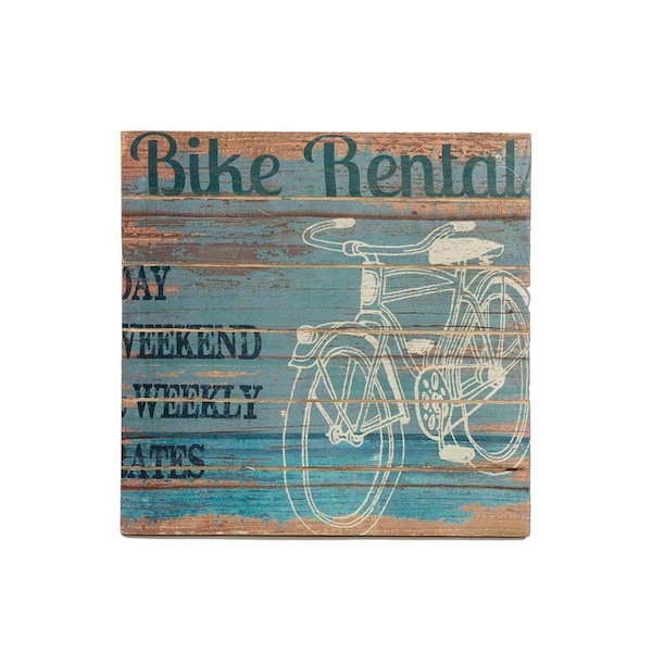 Back2Basics 14 x 14 in. Bike Beach Living Wall Art - BA308701