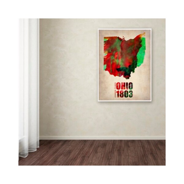 Trademark Fine Art Naxart 'Ohio Watercolor Map' Canvas Art, 14x19 - ALI0129-C1419GG