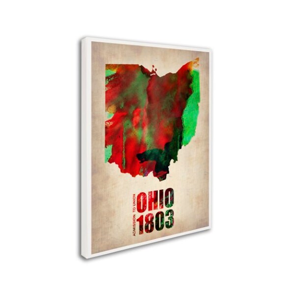 Trademark Fine Art Naxart 'Ohio Watercolor Map' Canvas Art, 14x19 - ALI0129-C1419GG