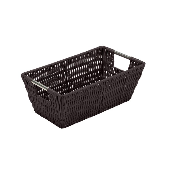 Simplify Small Shelf Storage Rattan Tote Basket in Chocolate - 25454-CHOCOLATE