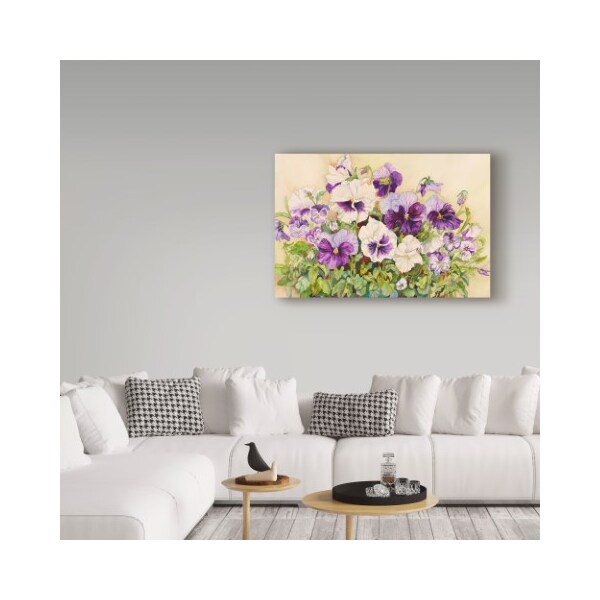 Trademark Fine Art Joanne Porter 'Purple Pansies' Canvas Art, 16x24 - ALI30327-C1624GG