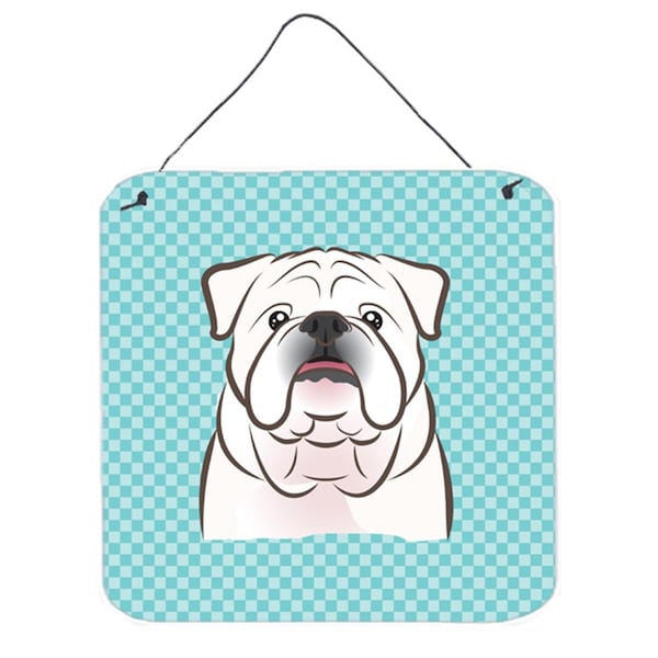 Micasa Checkerboard Blue White English Bulldog Aluminum Metal Wall Or Door Hanging Prints6 x 6 In. - MI250537