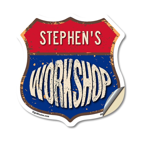 Signmission Stephen's Workshop, 18 Inch X 18 Inch, Vinyl Decal - SHI-D-18-489-STEPHEN
