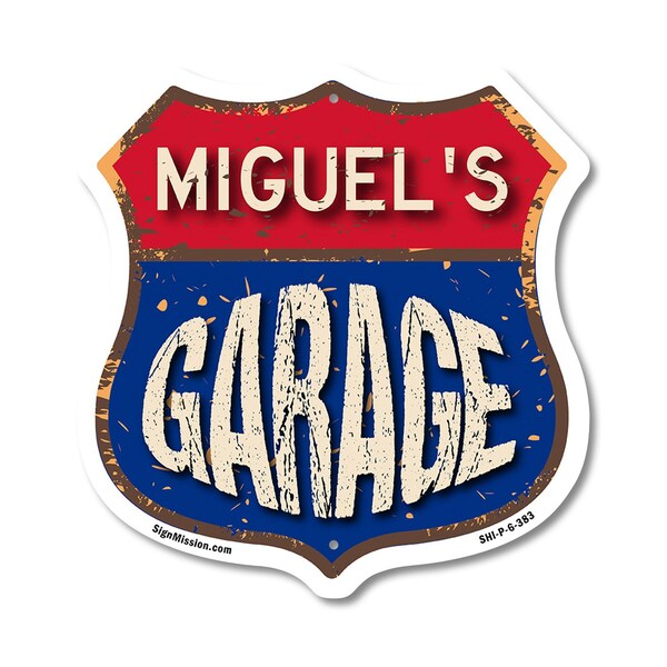 Signmission Miguel's Garage, 6 Inch X 6 Inch, Plastic Sign - SHI-P-6-383-MIGUEL