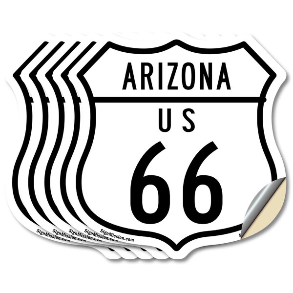Signmission Arizona Route Marker Shield Sign Us 66, 6 inch X 6 inch, Vinyl Decal, 5PK - SHI-D-5PACK-6-360