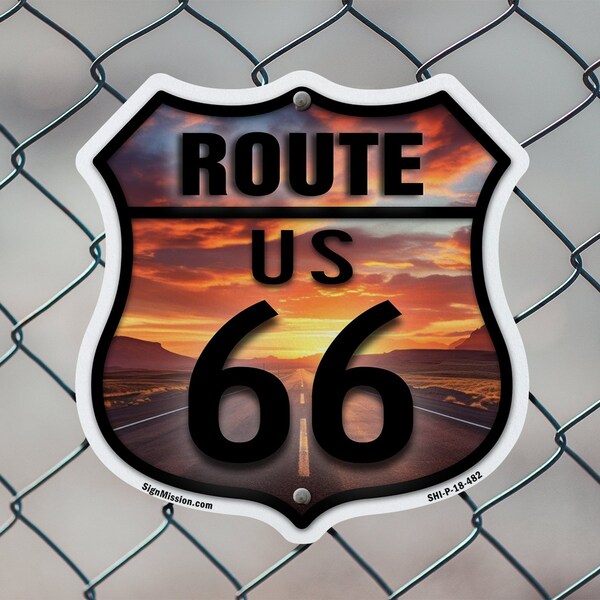 Signmission Route Us 66 Sunset, 6 inch X 6 inch, Plastic Sign, 2PK - SHI-P-2PACK-6-482