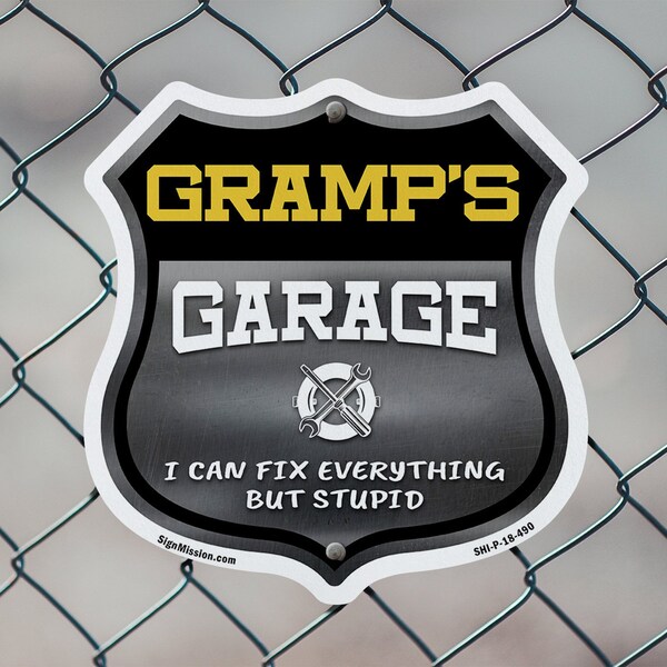 Signmission Gramp's Garage I Can Fix Everything But Stupid, 6 inch X 6 inch, Plastic Sign, 2PK - SHI-P-2PACK-6-490-GRAMP