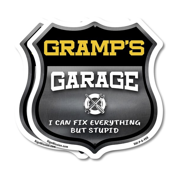 Signmission Gramp's Garage I Can Fix Everything But Stupid, 6 inch X 6 inch, Plastic Sign, 2PK - SHI-P-2PACK-6-490-GRAMP