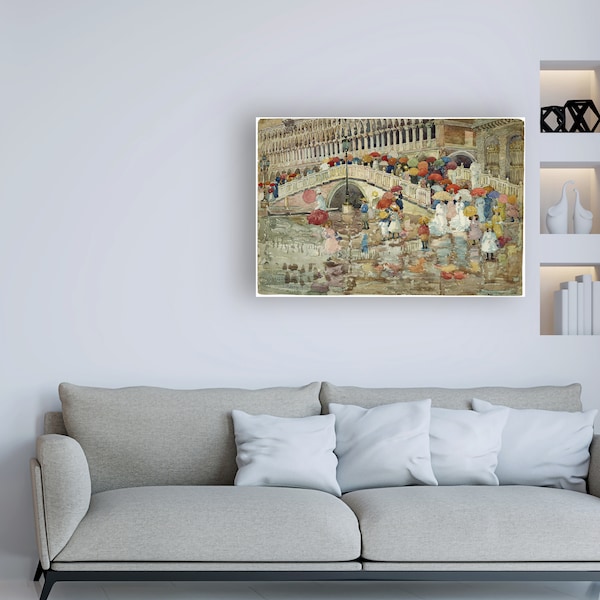 Trademark Fine Art Maurice Prendergast 'Umbrellas in the rain' Canvas Art, 12x19 - AA01514-C1219GG