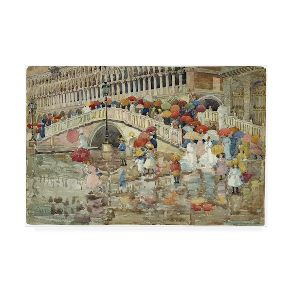Trademark Fine Art Maurice Prendergast 'Umbrellas in the rain' Canvas Art, 12x19 - AA01514-C1219GG