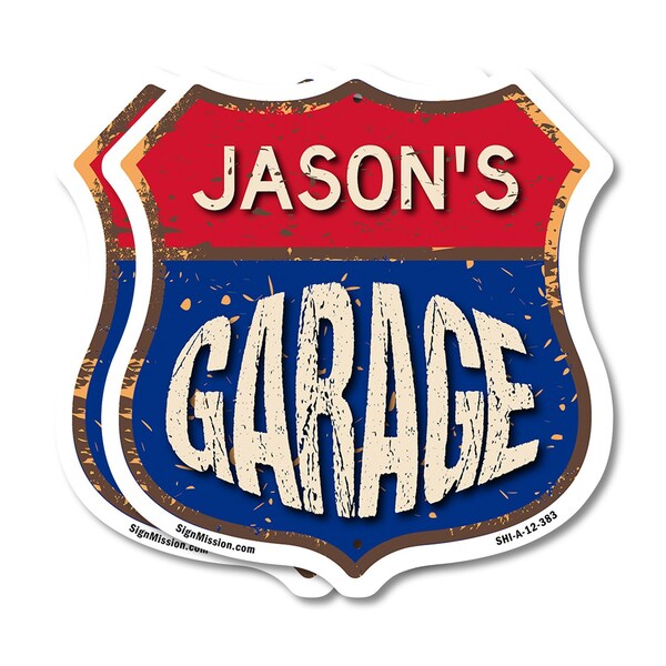 Signmission Jason's Garage, 12 inch X 12 inch, Aluminum Metal Sign, 2PK - SHI-A-2PACK-12-383-JASON