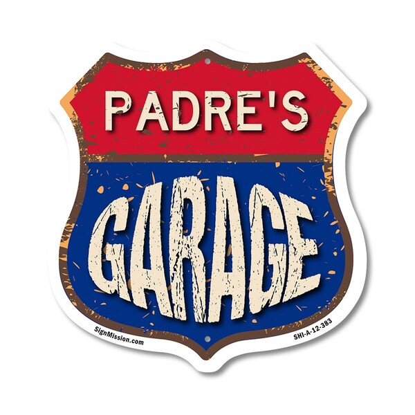 Signmission Padre's Garage, 12 Inch X 12 Inch, Aluminum Metal Sign - SHI-A-12-383-PADRE