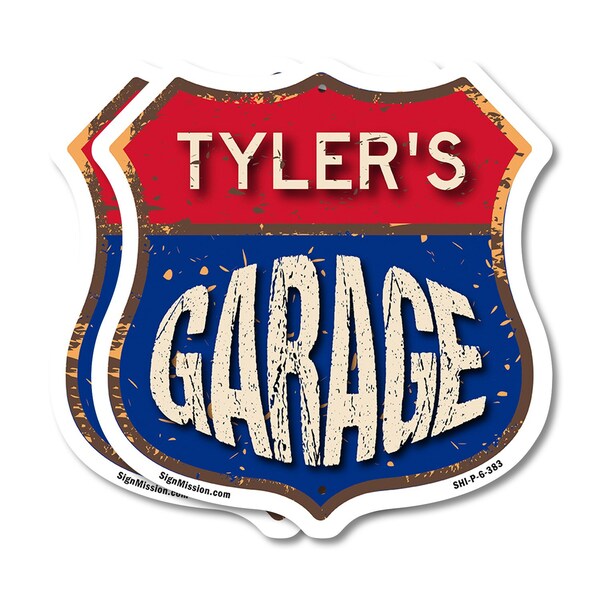 Signmission Tyler's Garage, 6 inch X 6 inch, Plastic Sign, 2PK - SHI-P-2PACK-6-383-TYLER