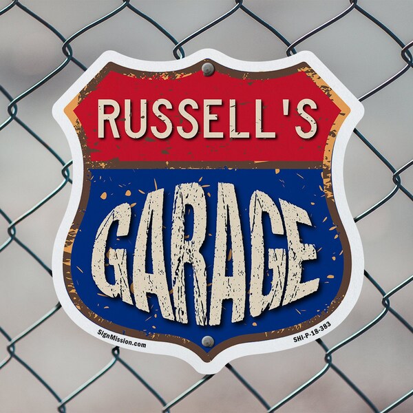 Signmission Russell's Garage, 18 inch X 18 inch, Plastic Sign, 2PK - SHI-P-2PACK-18-383-RUSSELL
