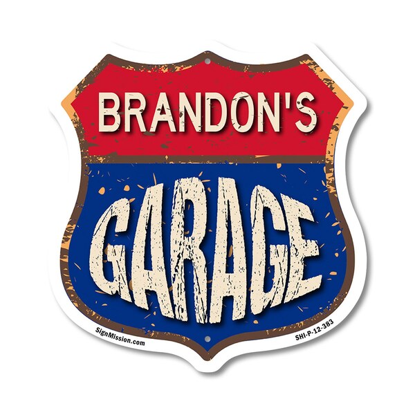 Signmission Brandon's Garage, 12 Inch X 12 Inch, Plastic Sign - SHI-P-12-383-BRANDON