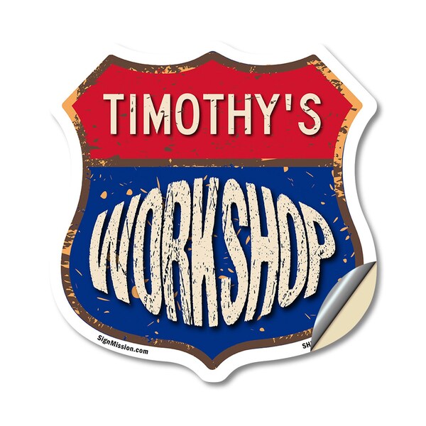 Signmission Timothy's Workshop, 18 Inch X 18 Inch, Vinyl Decal - SHI-D-18-489-TIMOTHY