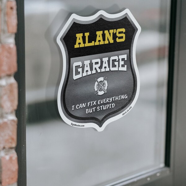 Signmission Alan's Garage I Can Fix Everything But Stupid, 6 inch X 6 inch, Vinyl Decal, 2PK - SHI-D-2PACK-6-490-ALAN