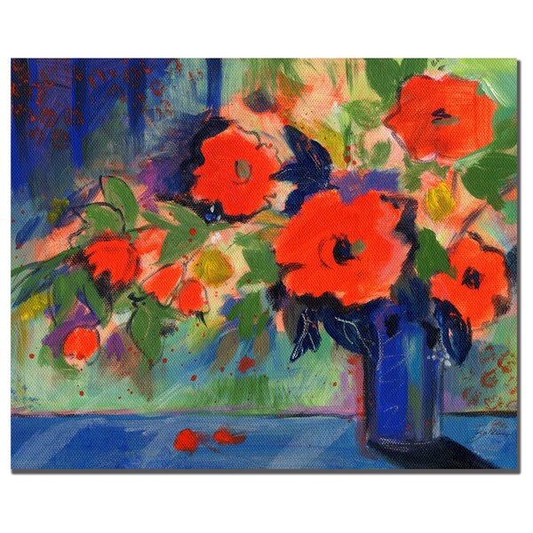 Trademark Fine Art Sheila Golden 'Red Flowers' Canvas Art, 14x19 - SG046-C1419GG
