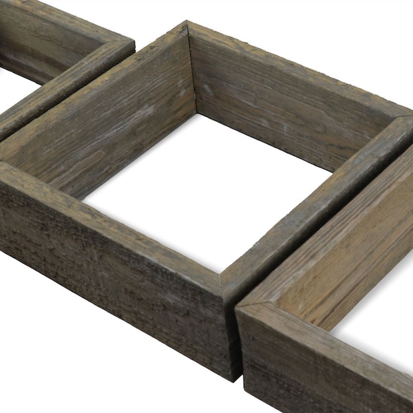 Ekena Millwork Set of 3, Square, Open Back, Vintage Farmhouse Shadow Box Shelves, Barnwood Decor Collection - DECR15SBSQOBGY
