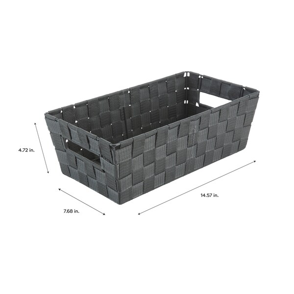 Simplify Storage Shelf Tote, 14.5 in L, 7.6 in W, 14.5 in H, Gray, Plastic - 25099-GREY