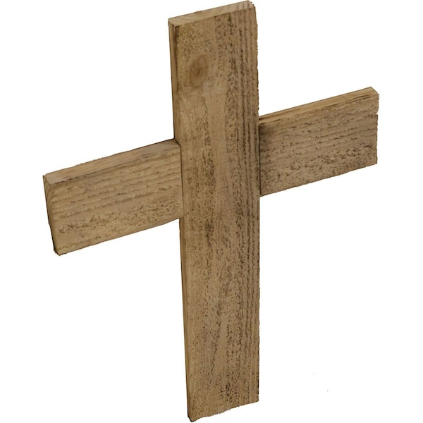 Ekena Millwork 20"W x 36"H x 1 1/2"D Vintage Farmhouse Cross, Barnwood Decor Collection, Chalk Dust White - DECR020X036X1500CRSWH