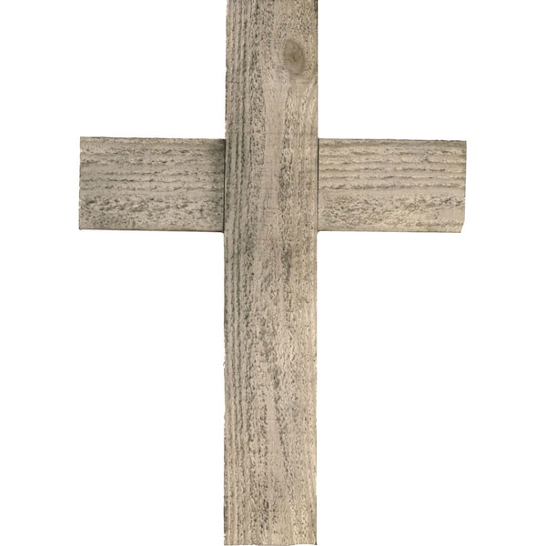 Ekena Millwork 20"W x 36"H x 1 1/2"D Vintage Farmhouse Cross, Barnwood Decor Collection, Chalk Dust White - DECR020X036X1500CRSWH