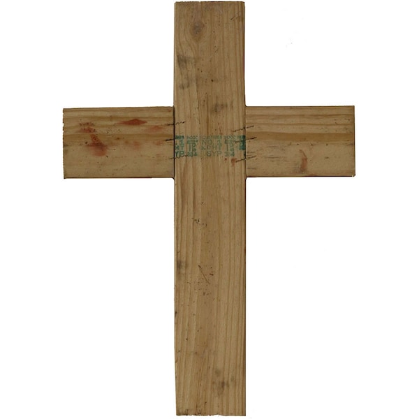 Ekena Millwork 20"W x 36"H x 1 1/2"D Vintage Farmhouse Cross, Barnwood Decor Collection, Chalk Dust White - DECR020X036X1500CRSWH