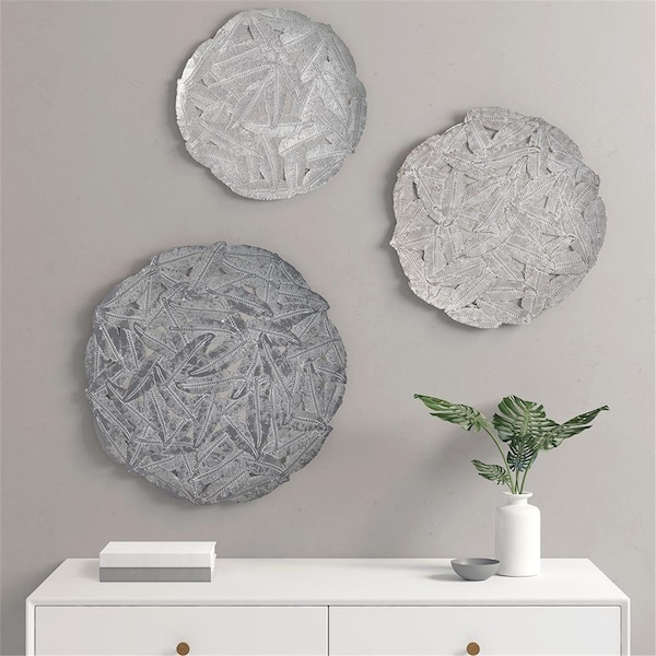 Madison Park Iron Painted Wall Decor, Gray - 20 x 1.25 x 20 in. - Set of 3 - MP95B-0277