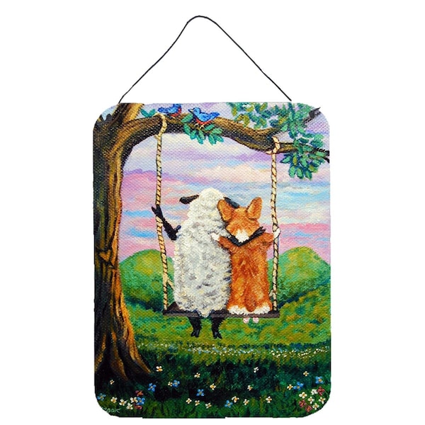 Carolines Treasures Corgi with Sheep Love Grows Wall or Door Hanging Prints - 7439DS1216