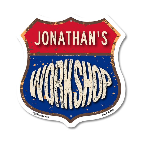 Signmission Jonathan's Workshop, 6 Inch X 6 Inch, Plastic Sign - SHI-P-6-489-JONATHAN
