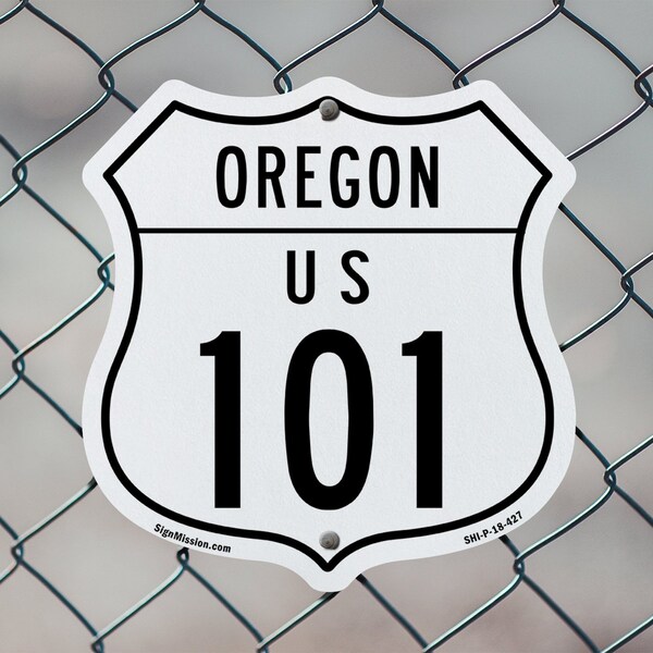 Signmission Oregon Route Marker Shield Sign Us 101, 12 inch X 12 inch, Aluminum Metal Sign, 5PK - SHI-A-5PACK-12-427