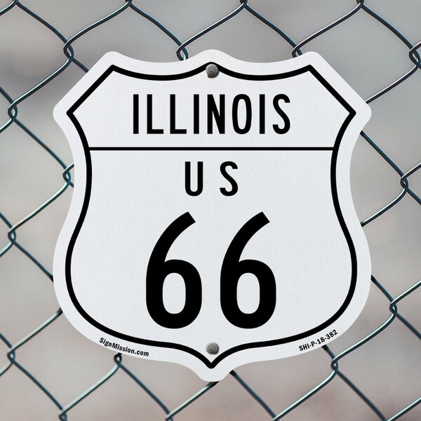 Signmission Illinois Route Marker Shield Sign Us 66, 18 Inch X 18 Inch, Plastic Sign - SHI-P-18-382