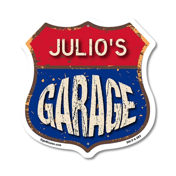 Signmission Julio's Garage, 6 Inch X 6 Inch, Plastic Sign - SHI-P-6-383-JULIO