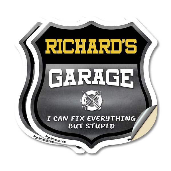 Signmission Richard's Garage I Can Fix Everything But Stupid, 18 inch X 18 inch, Vinyl Decal, 2PK - SHI-D-2PACK-18-490-RICHARD