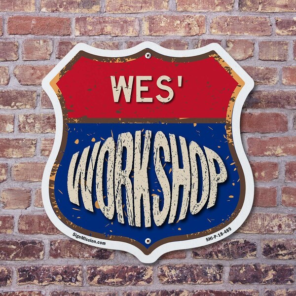 Signmission Wes's Workshop, 12 inch X 12 inch, Aluminum Metal Sign, 2PK - SHI-A-2PACK-12-489-WES