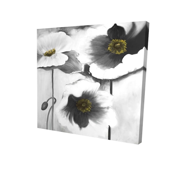 Begin Home Decor 12 x 12 in. Black & White Flowers-Print on Canvas - 2080-1212-FL120