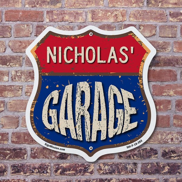 Signmission Nicholas's Garage, 18 Inch X 18 Inch, Plastic Sign - SHI-P-18-383-NICHOLAS