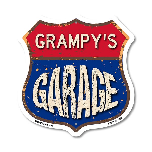 Signmission Grampy's Garage, 12 Inch X 12 Inch, Plastic Sign - SHI-P-12-383-GRAMPY