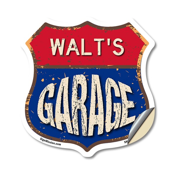 Signmission Walt's Garage, 18 Inch X 18 Inch, Vinyl Decal - SHI-D-18-383-WALT