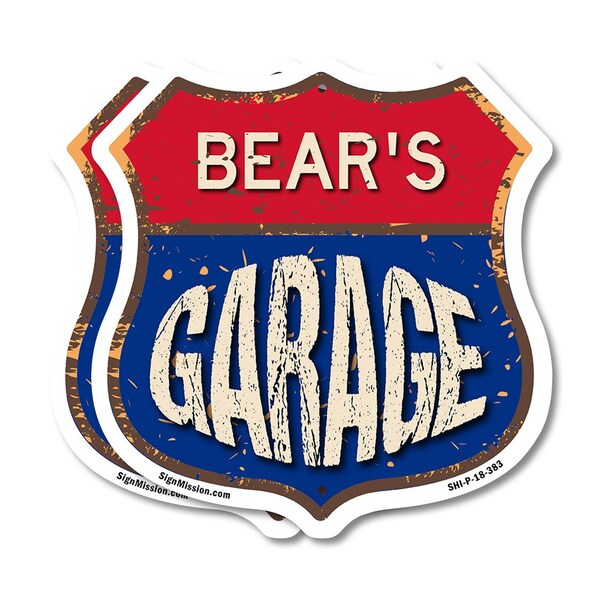 Signmission Bear's Garage, 18 inch X 18 inch, Plastic Sign, 2PK - SHI-P-2PACK-18-383-BEAR