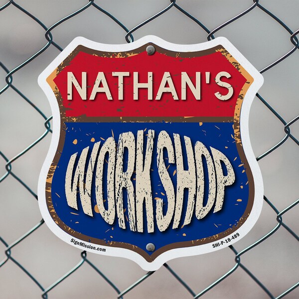 Signmission Nathan's Workshop, 18 inch X 18 inch, Plastic Sign, 2PK - SHI-P-2PACK-18-489-NATHAN