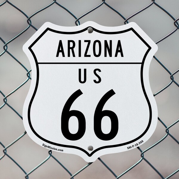 Signmission Arizona Route Marker Shield Sign Us 66, 6 Inch X 6 Inch, Plastic Sign - SHI-P-6-360