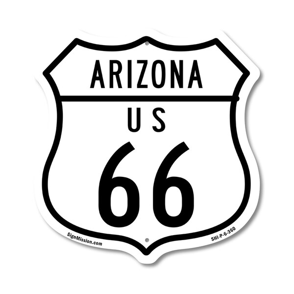 Signmission Arizona Route Marker Shield Sign Us 66, 6 Inch X 6 Inch, Plastic Sign - SHI-P-6-360