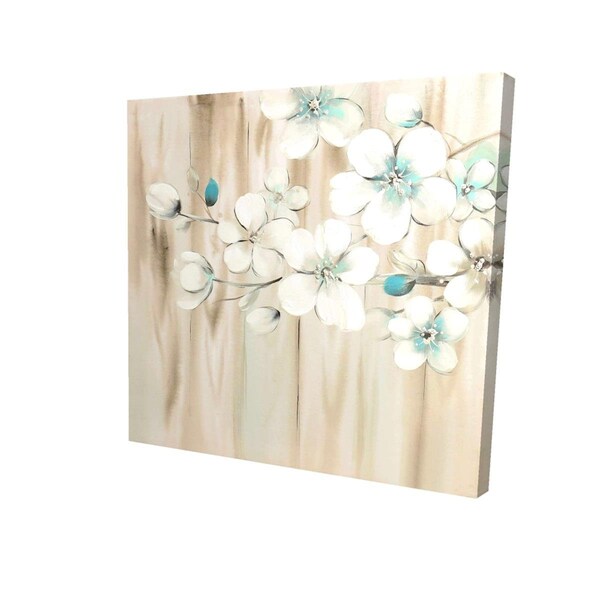 Fondo 12 x 12 in. White Flowers on Wood-Print on Canvas - FO2791967