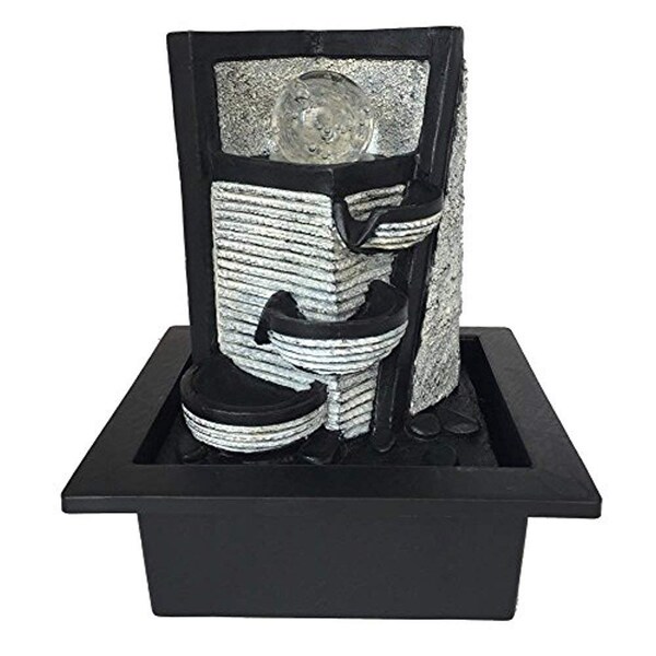 Serenelife Water Fountain - Relaxing Tabletop Water Feature Decoration - SLTWF72LED